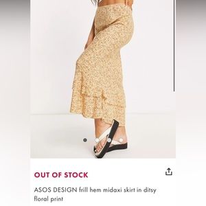 ASOS DESIGN frill hem floral midaxi boho skirt never worn